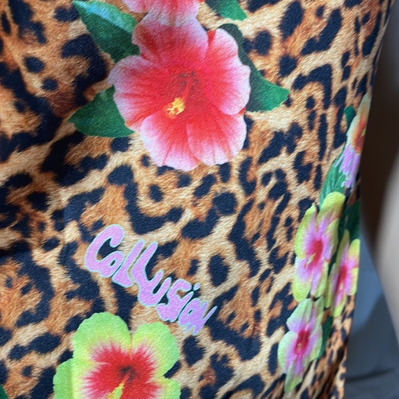 COLLUSION SATIN SLIP MAXI DRESS LEOPARD FLORAL PRINT - Picture 4 of 7